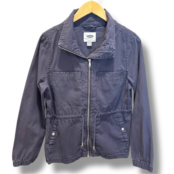 Old Navy Blue Jean Jacket with Collared Neckline and Relaxed Fit - Picture 1 of 8